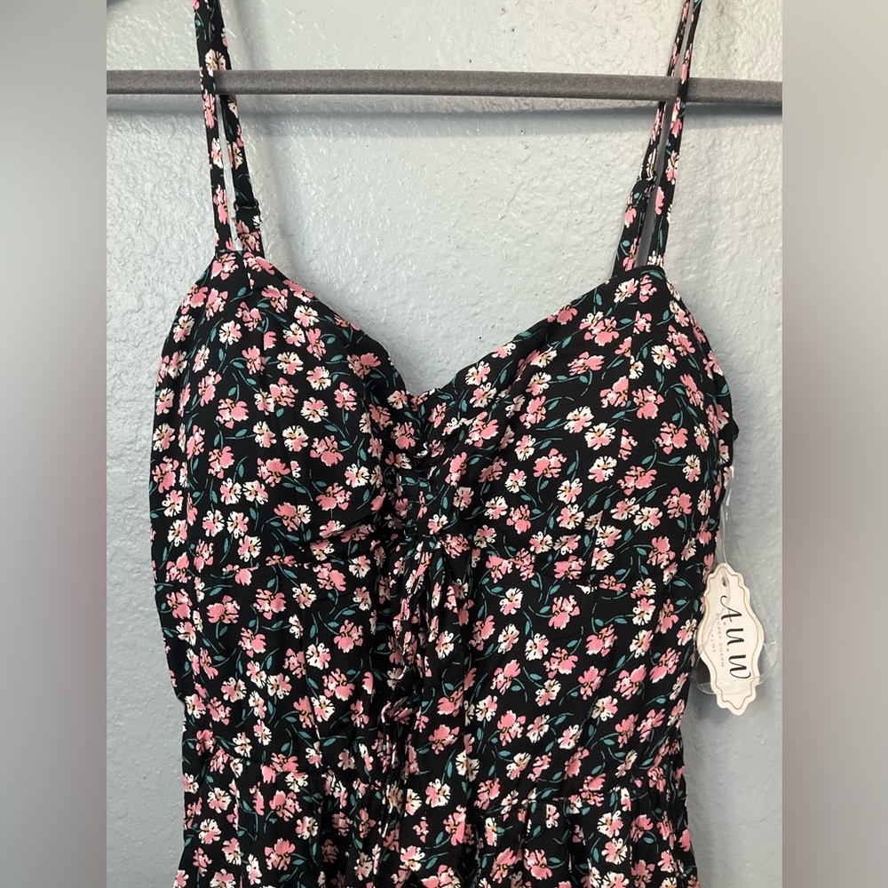 Floral Black and Pink Jumpsuit